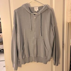 Le Lis Light Gray Zip-Up Knit Hoodie